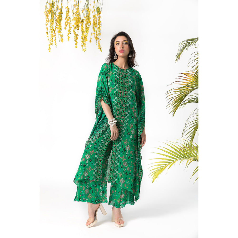 Chhavvi Aggarwal Green Printed Kaftan (Set of 2)