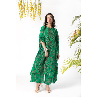 Chhavvi Aggarwal Green Printed Kaftan (Set of 2)