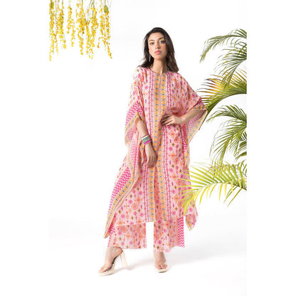Chhavvi Aggarwal Pink Printed Kaftan (Set of 2)