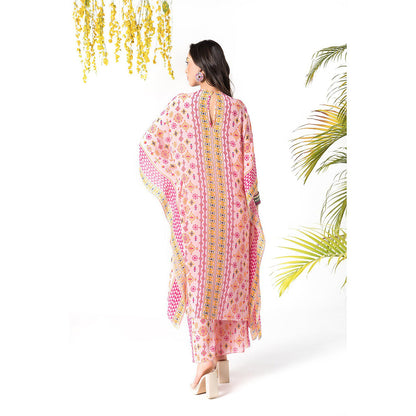 Chhavvi Aggarwal Pink Printed Kaftan (Set of 2)