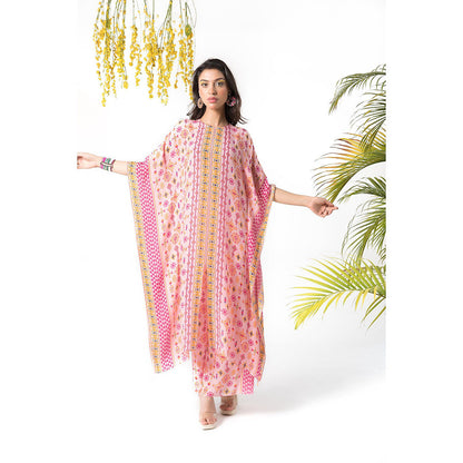 Chhavvi Aggarwal Pink Printed Kaftan (Set of 2)