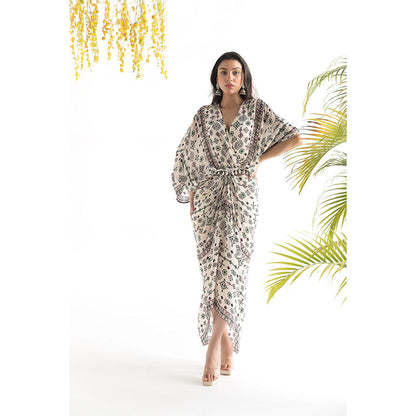 Chhavvi Aggarwal Ivory Printed Kaftan Dress