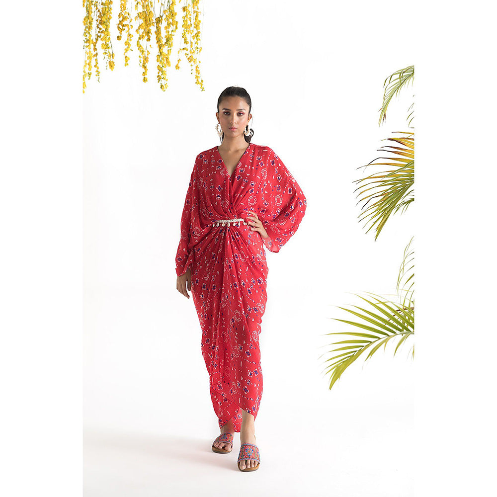 Chhavvi Aggarwal Red Printed Kaftan Dress