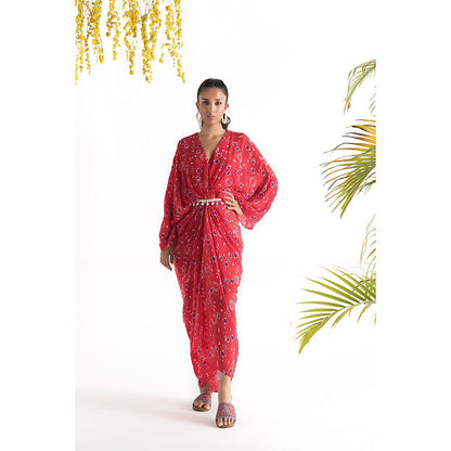 Chhavvi Aggarwal Red Printed Kaftan Dress