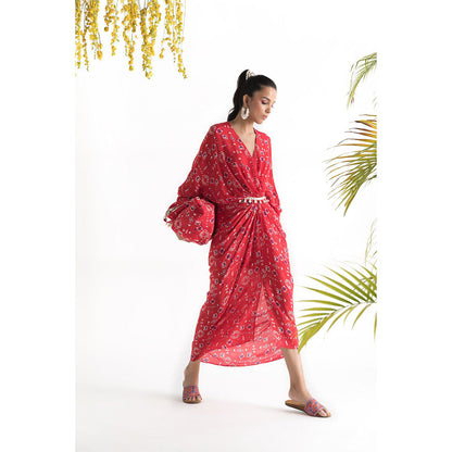 Chhavvi Aggarwal Red Printed Kaftan Dress