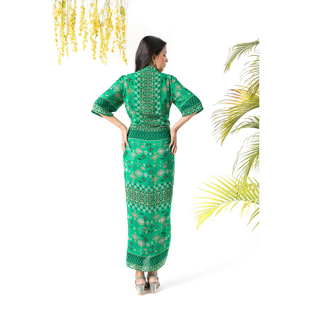Chhavvi Aggarwal Green Printed Shirt Maxi Dress