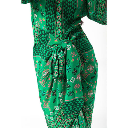 Chhavvi Aggarwal Green Printed Shirt Maxi Dress