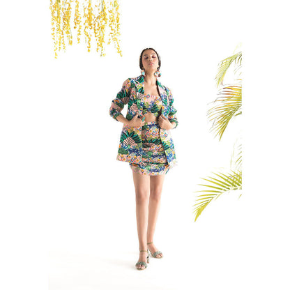 Chhavvi Aggarwal Pink Jungle Printed Co-Ord (Set of 3)