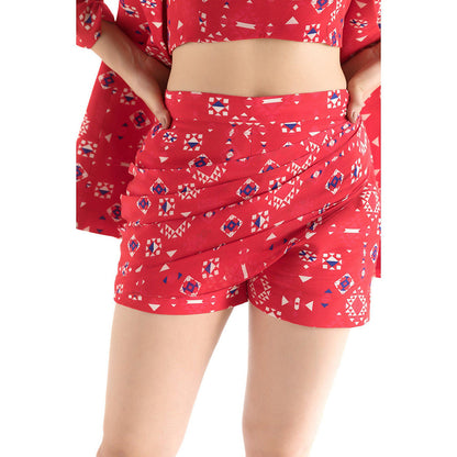 Chhavvi Aggarwal Red Printed Co-Ord (Set of 3)