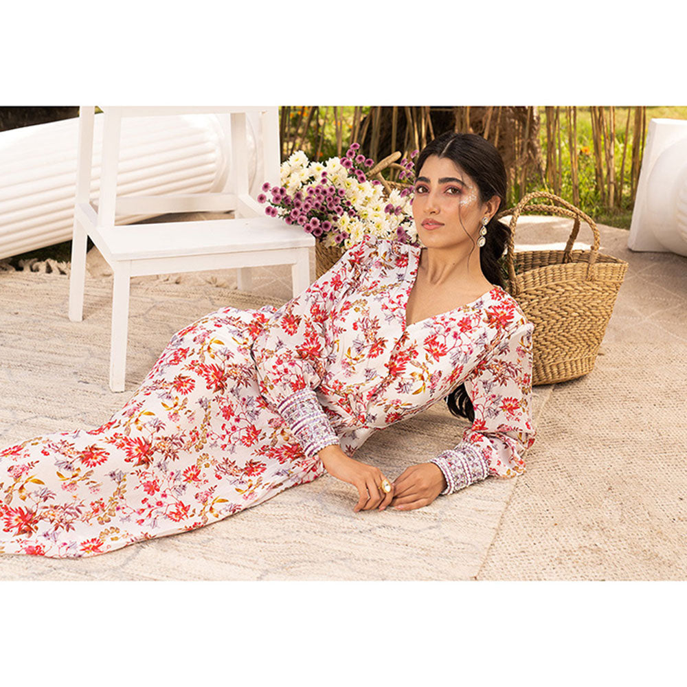 Chhavvi Aggarwal Off White Floral Draped Maxi Dress