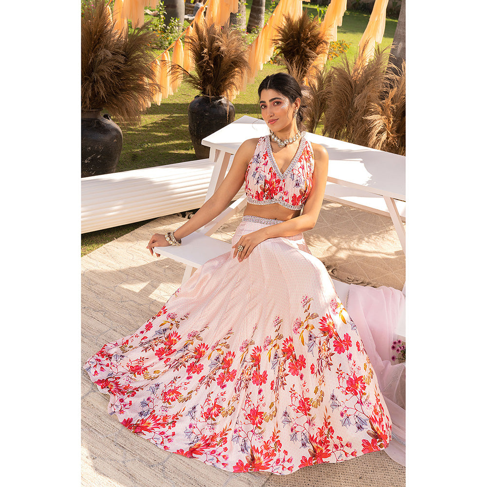 Chhavvi Aggarwal Off White Floral Lehenga with Choli & Dupatta (Set of 3)