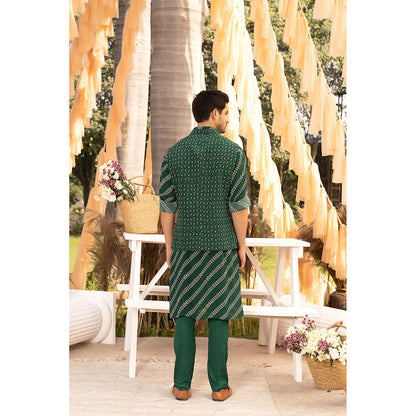 Chhavvi Aggarwal Bottle Green Printed Bundi (Set of 3)