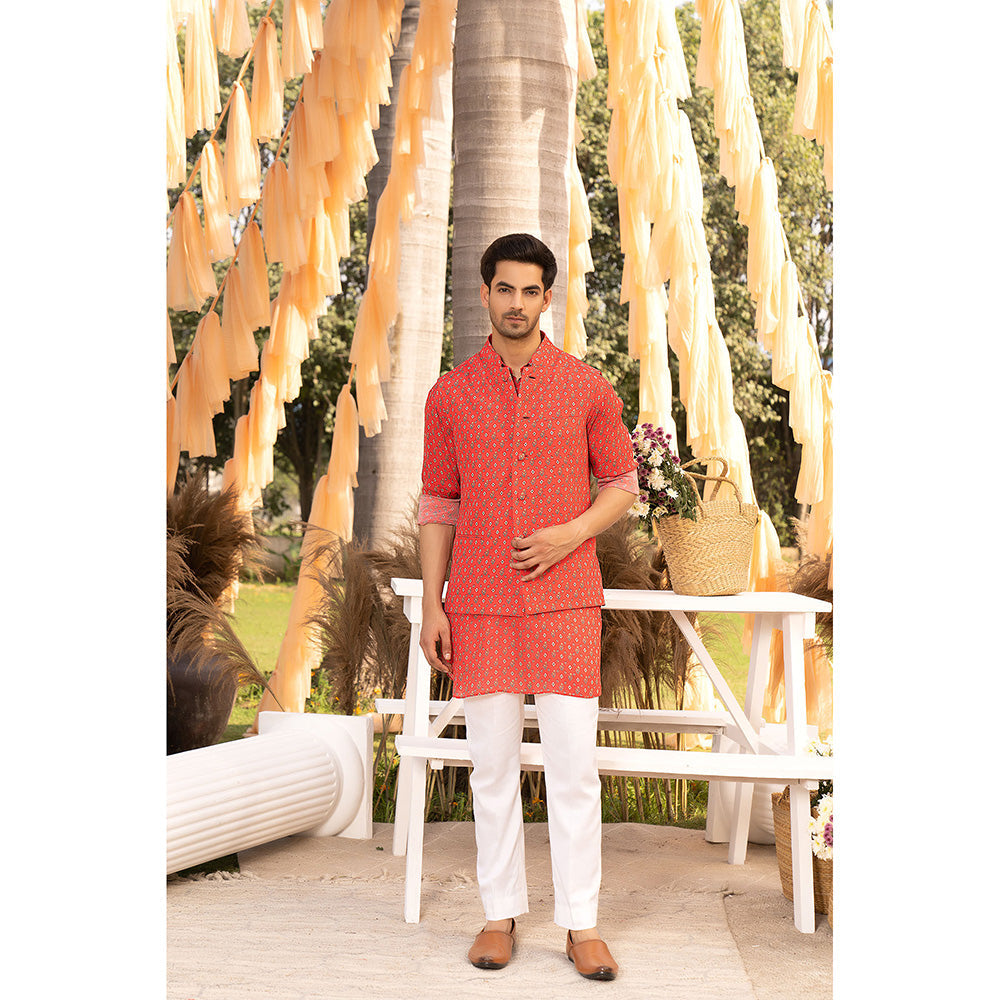 Chhavvi Aggarwal Red Bootie Printed Kurta (Set of 3)