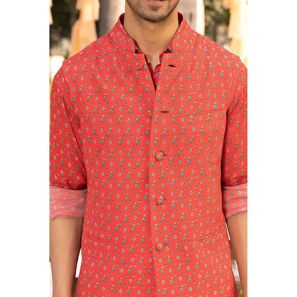 Chhavvi Aggarwal Red Bootie Printed Kurta (Set of 3)