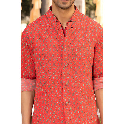 Chhavvi Aggarwal Red Bootie Printed Kurta (Set of 3)