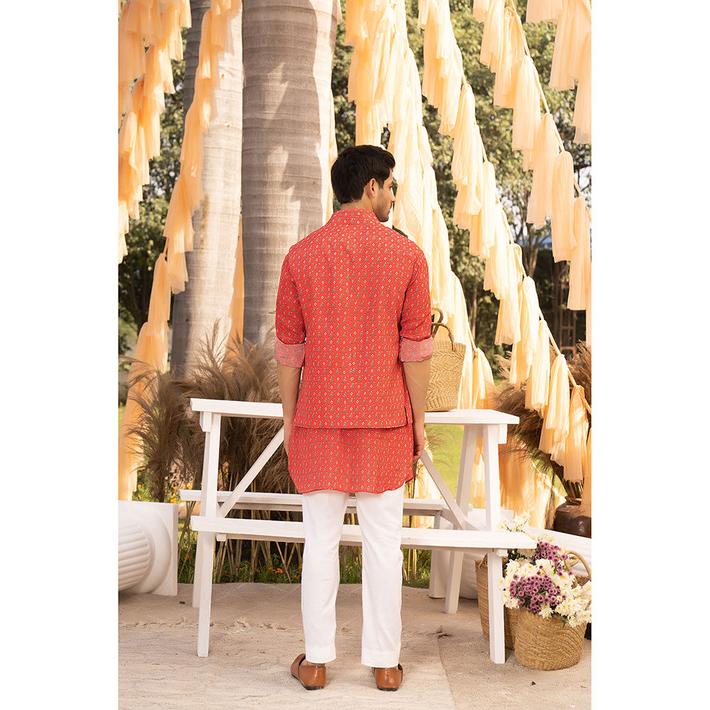 Chhavvi Aggarwal Red Bootie Printed Kurta (Set of 3)