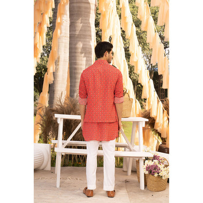 Chhavvi Aggarwal Red Bootie Printed Kurta (Set of 3)