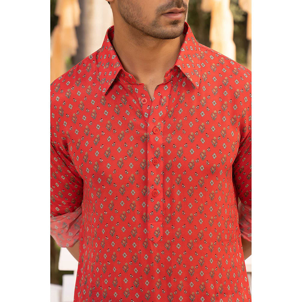 Chhavvi Aggarwal Red Bootie Printed Kurta (Set of 2)