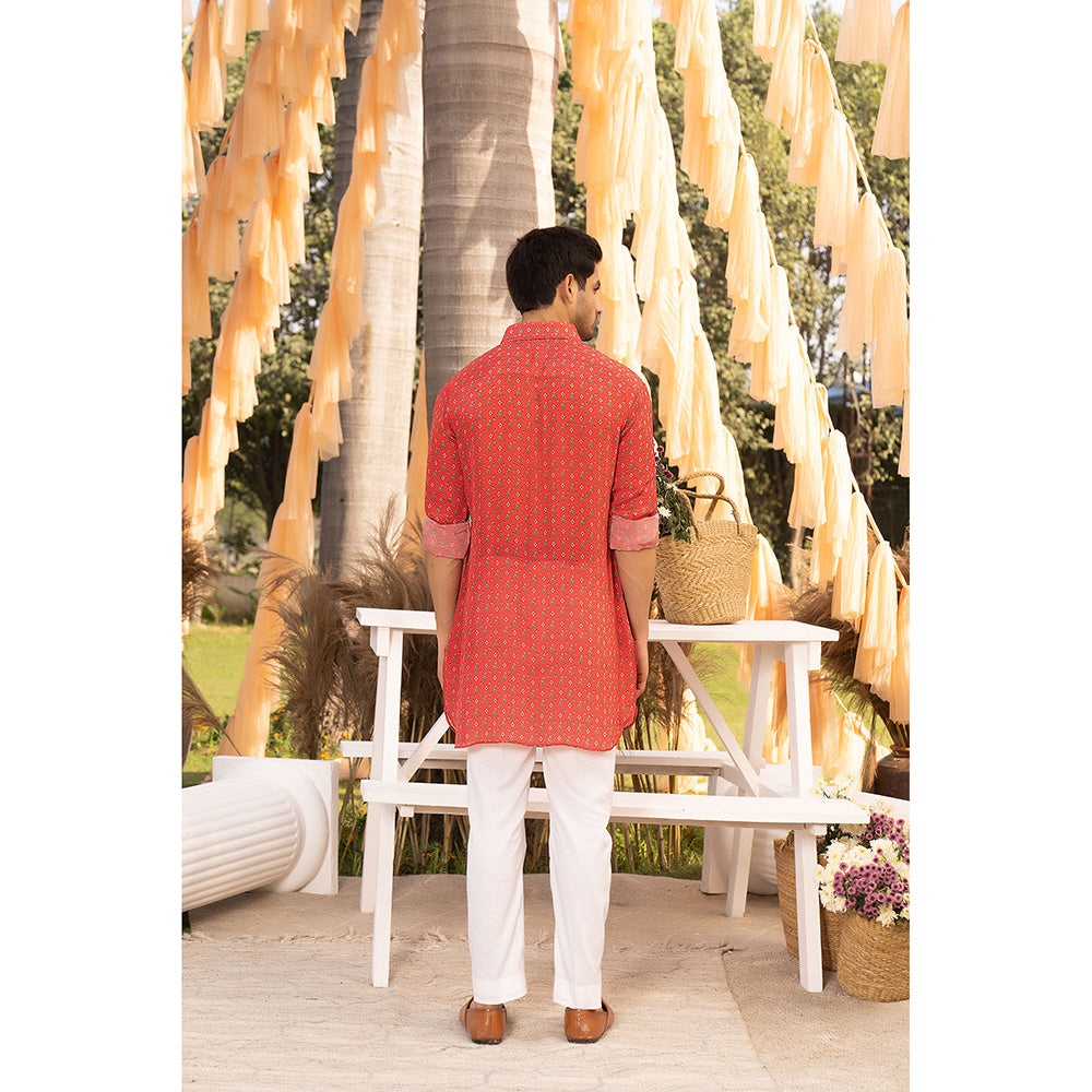 Chhavvi Aggarwal Red Bootie Printed Kurta (Set of 2)