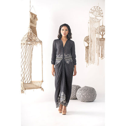 Chhavvi Aggarwal Black Printed Shirt Dress