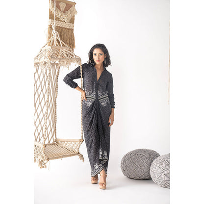 Chhavvi Aggarwal Black Printed Shirt Dress