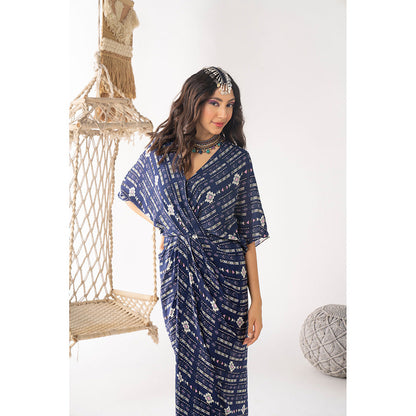 Chhavvi Aggarwal Navy Blue Draped Dress