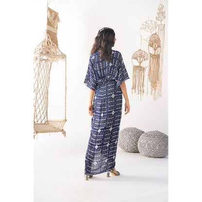 Chhavvi Aggarwal Navy Blue Draped Dress