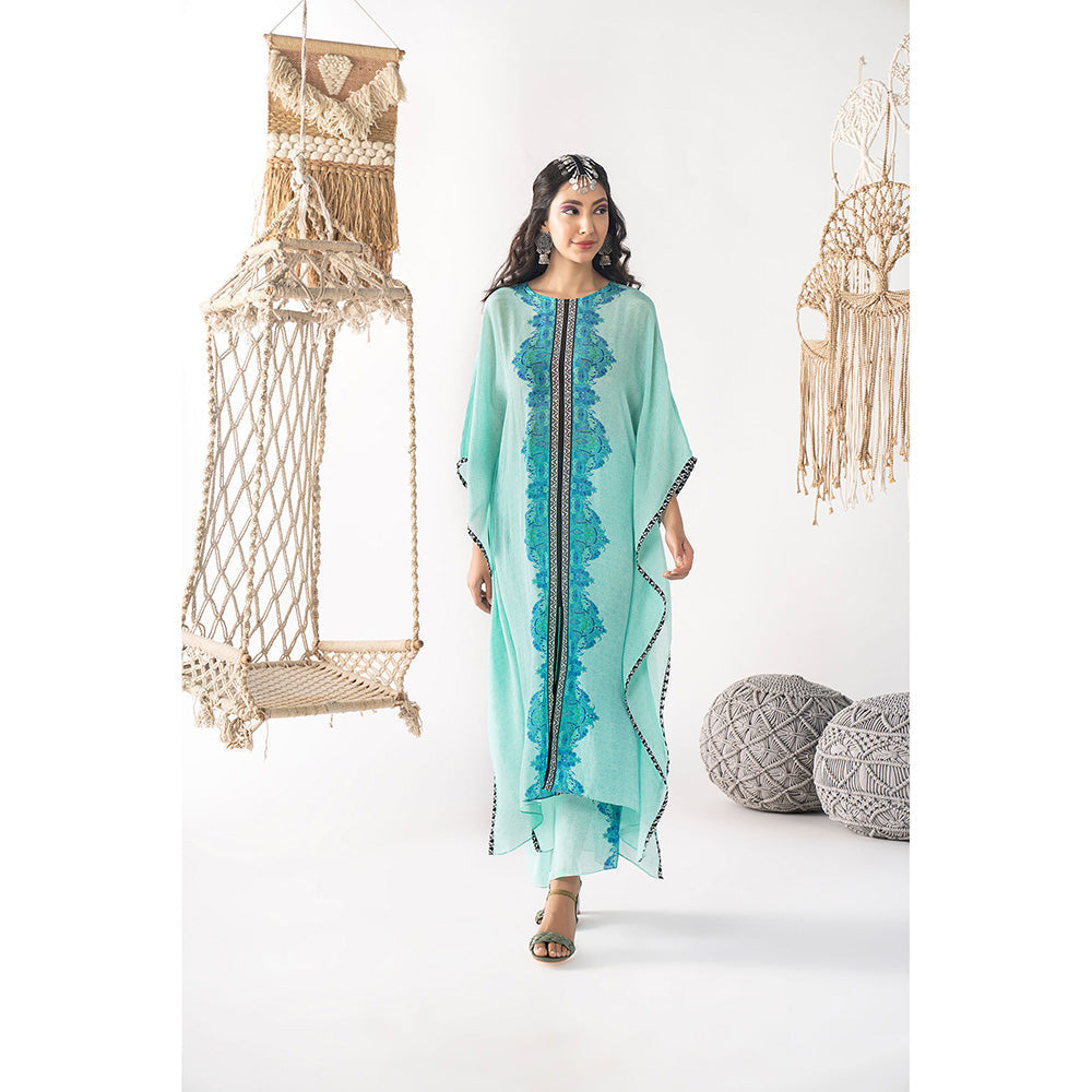 Chhavvi Aggarwal Aqua Blue Kaftan (Set of 2)
