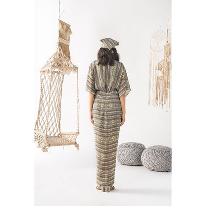 Chhavvi Aggarwal Grey Printed Draped Dress