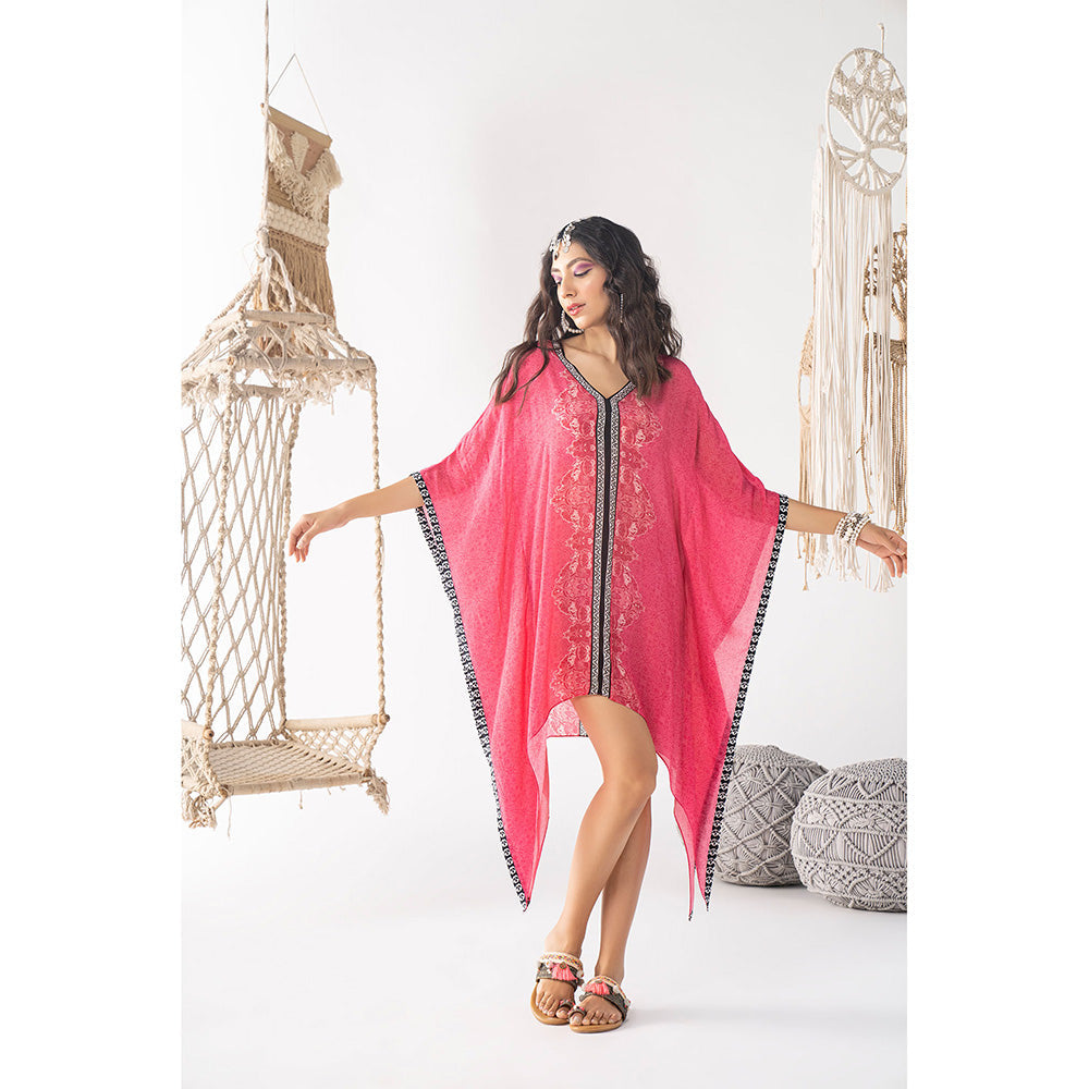 Chhavvi Aggarwal Pink Printed Mini Kaftan Dress