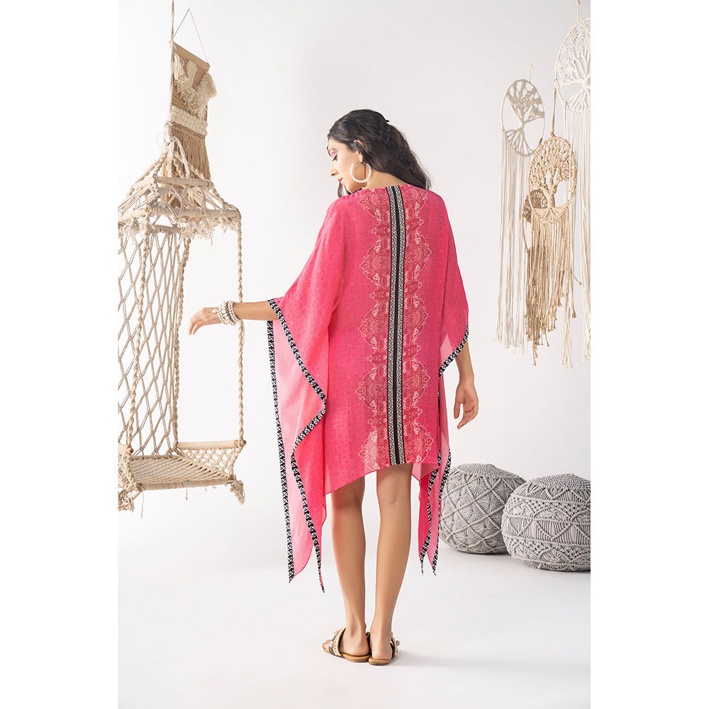 Chhavvi Aggarwal Pink Printed Mini Kaftan Dress