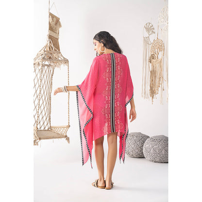 Chhavvi Aggarwal Pink Printed Mini Kaftan Dress