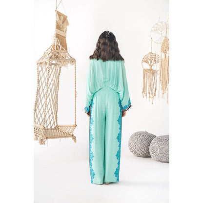 Chhavvi Aggarwal Aqua Blue Printed Jumpsuit