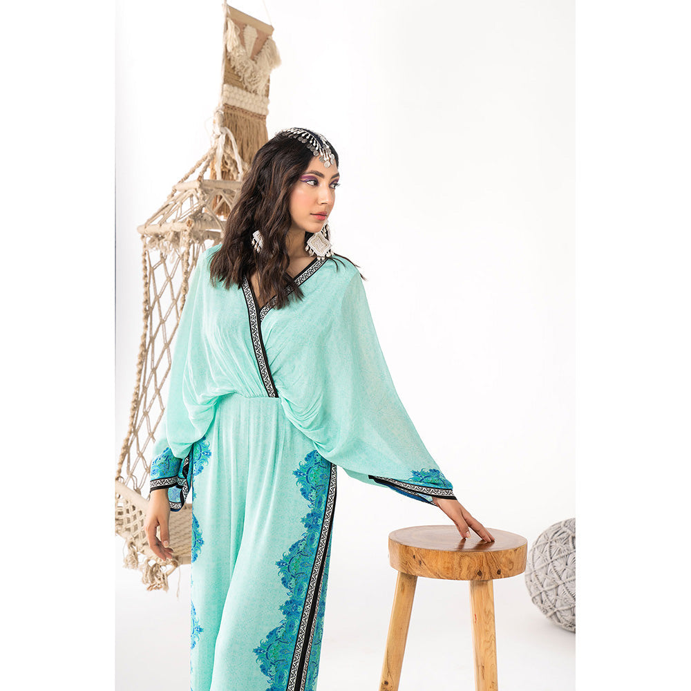 Chhavvi Aggarwal Aqua Blue Printed Jumpsuit