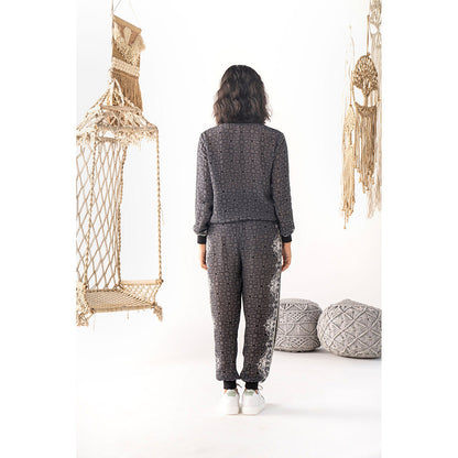 Chhavvi Aggarwal Black Printed Jogger (Set of 2)