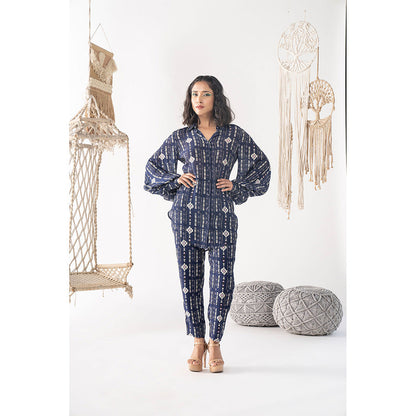 Chhavvi Aggarwal Navy Blue Printed Co-Ord (Set of 2)