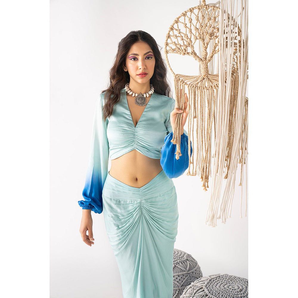 Chhavvi Aggarwal Ombre Blue Skirt (Set of 2)