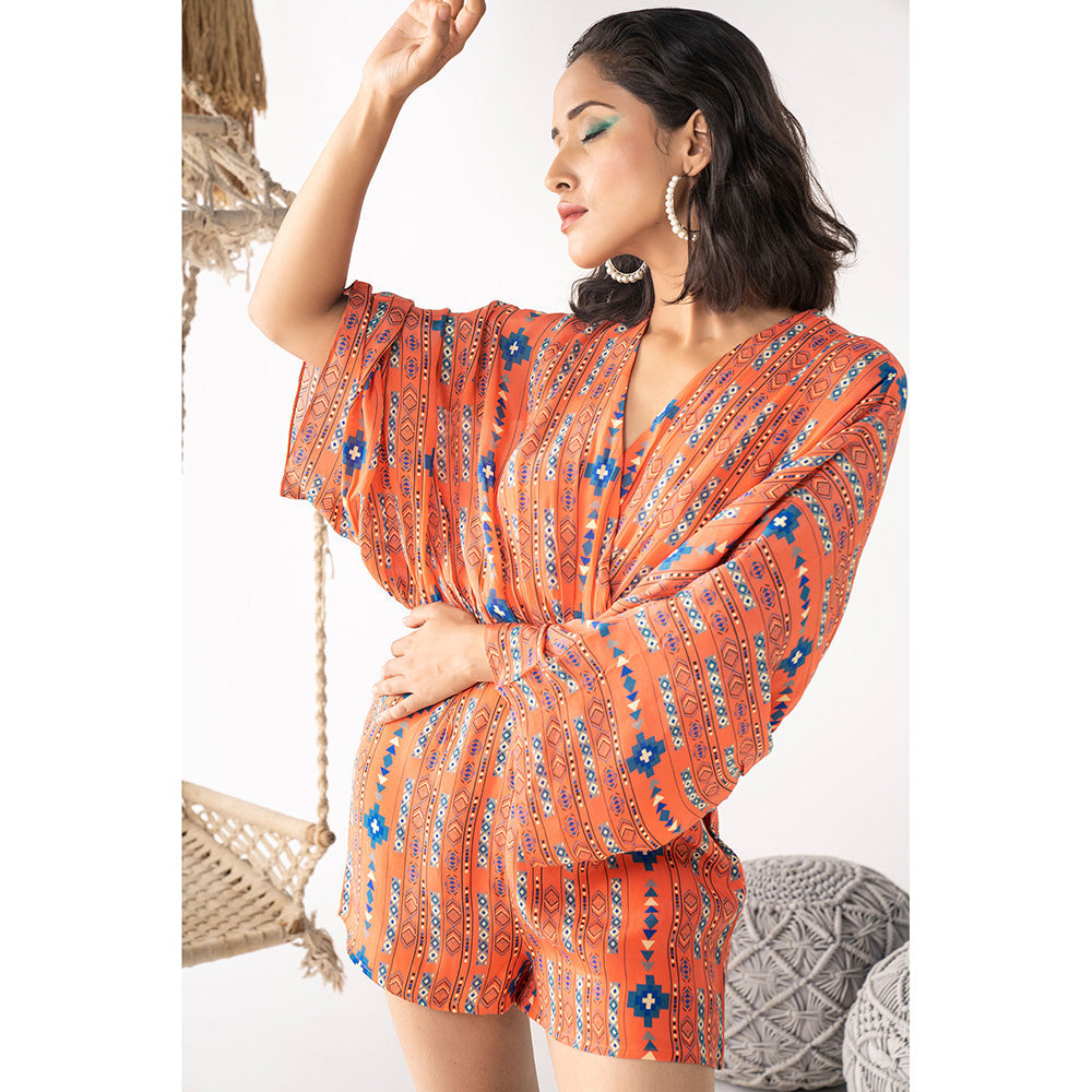 Chhavvi Aggarwal Orange Printed Playsuit