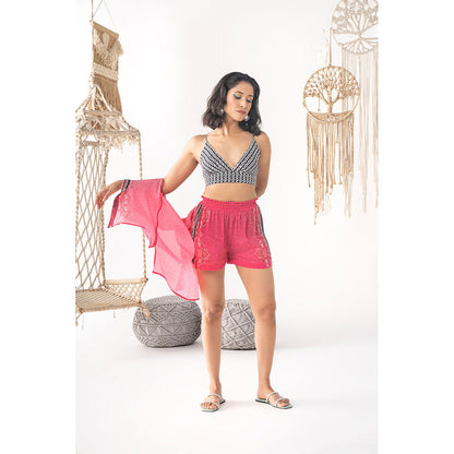 Chhavvi Aggarwal Pink Printed 3 Piece Co-Ord (Set of 3)