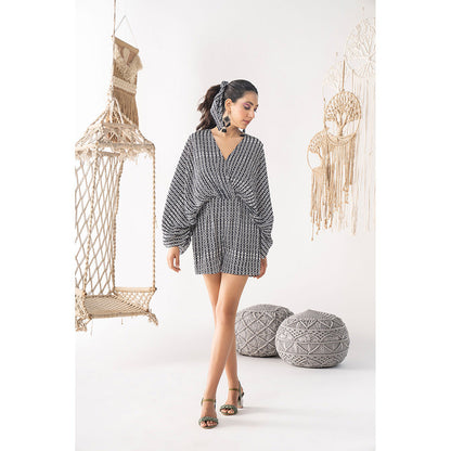 Chhavvi Aggarwal Black & White Printed Playsuit