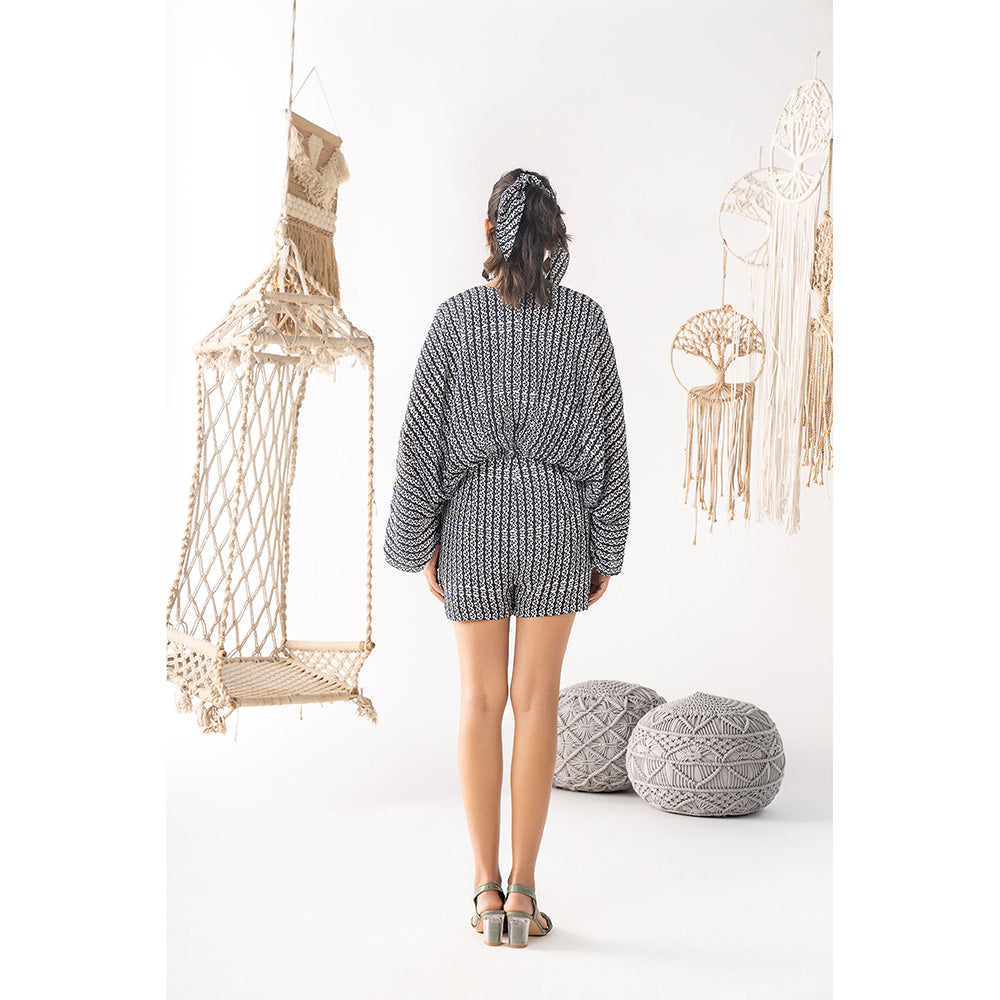 Chhavvi Aggarwal Black & White Printed Playsuit
