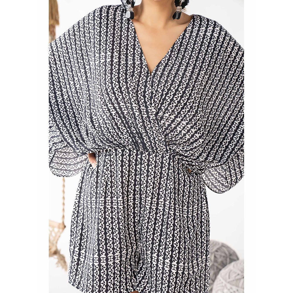Chhavvi Aggarwal Black & White Printed Playsuit
