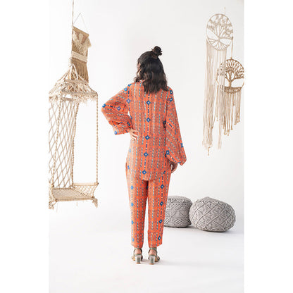 Chhavvi Aggarwal Orange Printed Shirt