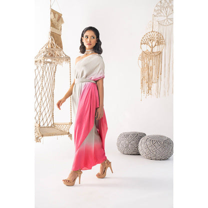 Chhavvi Aggarwal Women Ombre Multi-Color Tunic with Palazzo & Belt (Set of 3)