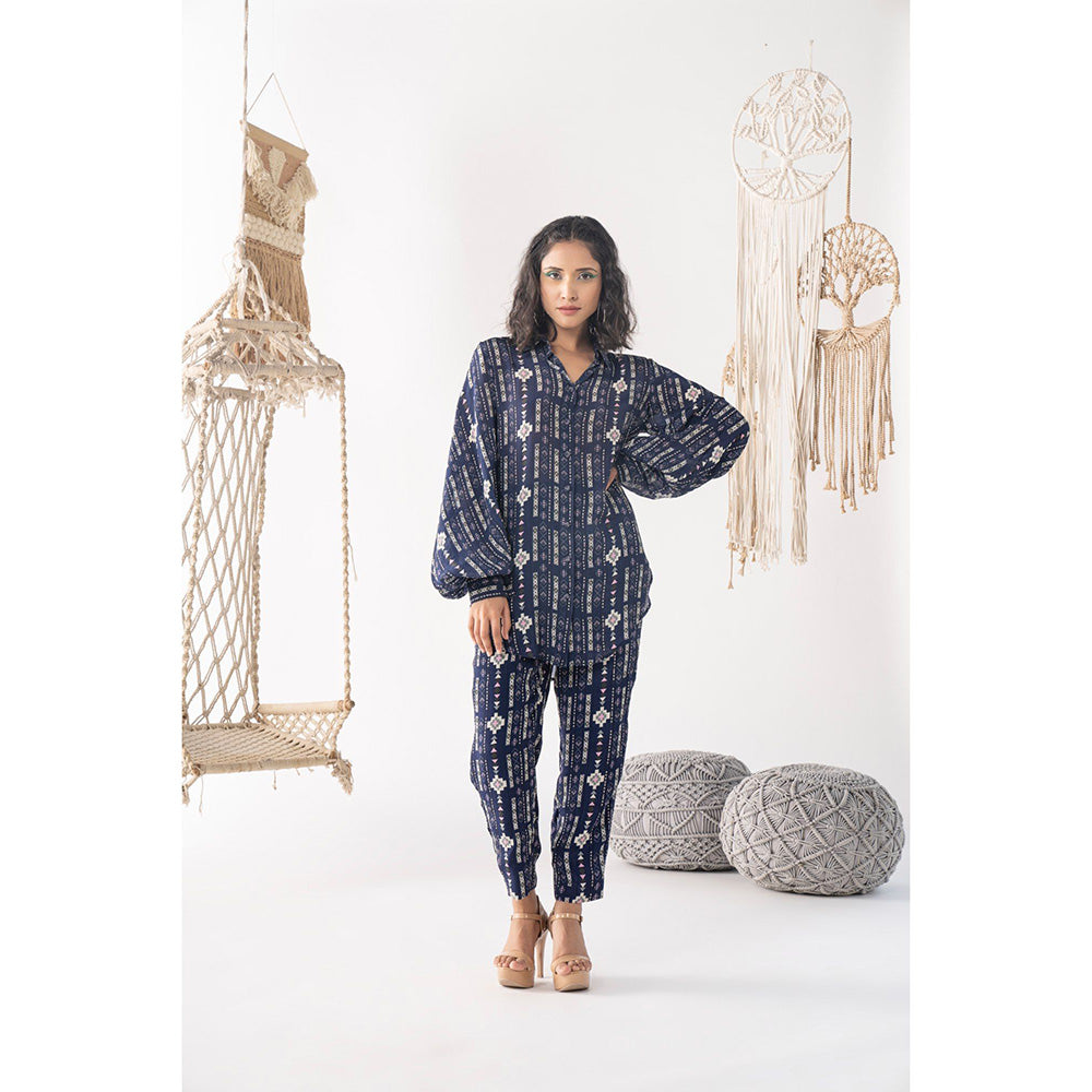 Chhavvi Aggarwal Women Printed Navy Blue Shirt