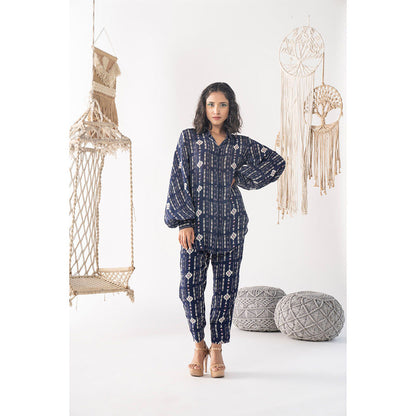 Chhavvi Aggarwal Women Printed Navy Blue Shirt