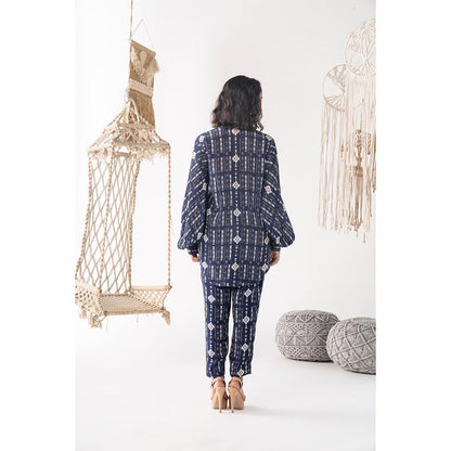 Chhavvi Aggarwal Women Printed Navy Blue Shirt