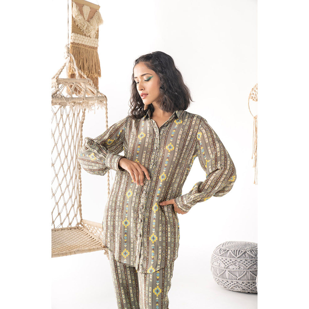 Chhavvi Aggarwal Women Printed Grey Shirt