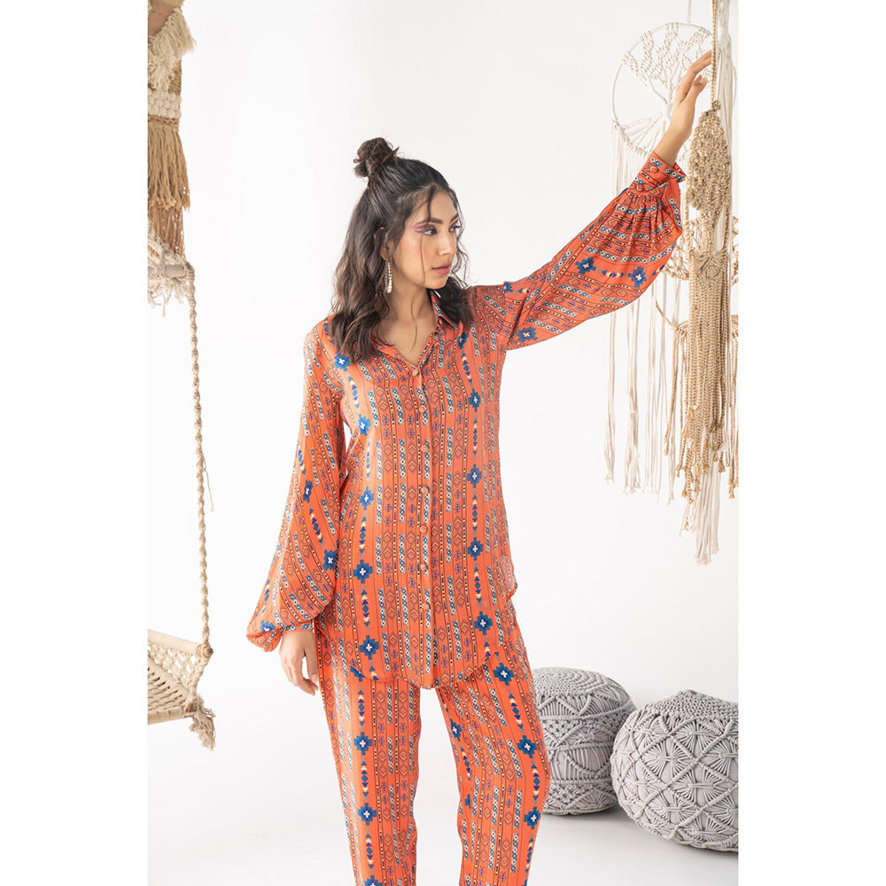 Chhavvi Aggarwal Women Printed Orange Shirt