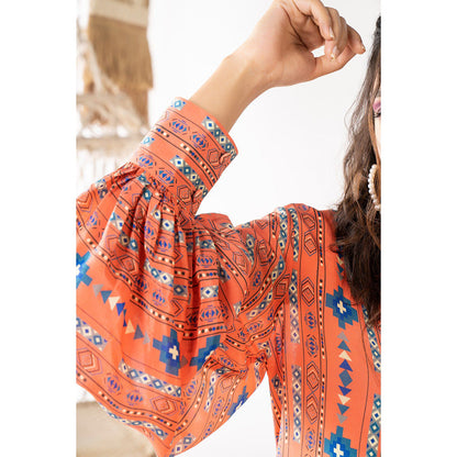 Chhavvi Aggarwal Women Printed Orange Shirt